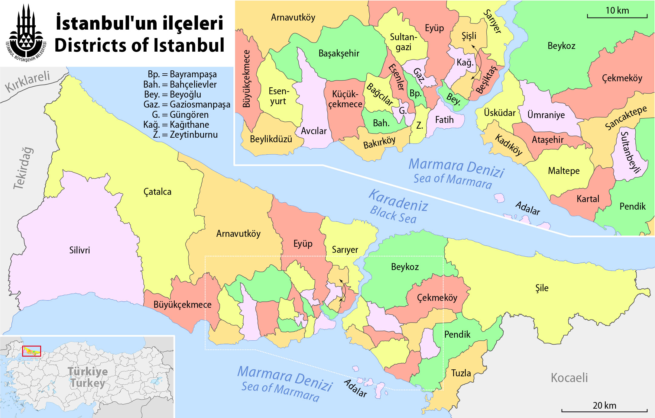 istanbul ilce ilceleri ve mahalleler haritasi